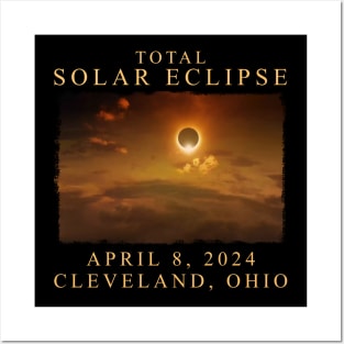 Retro Total Solar Eclipse 2024 Cleveland Posters and Art